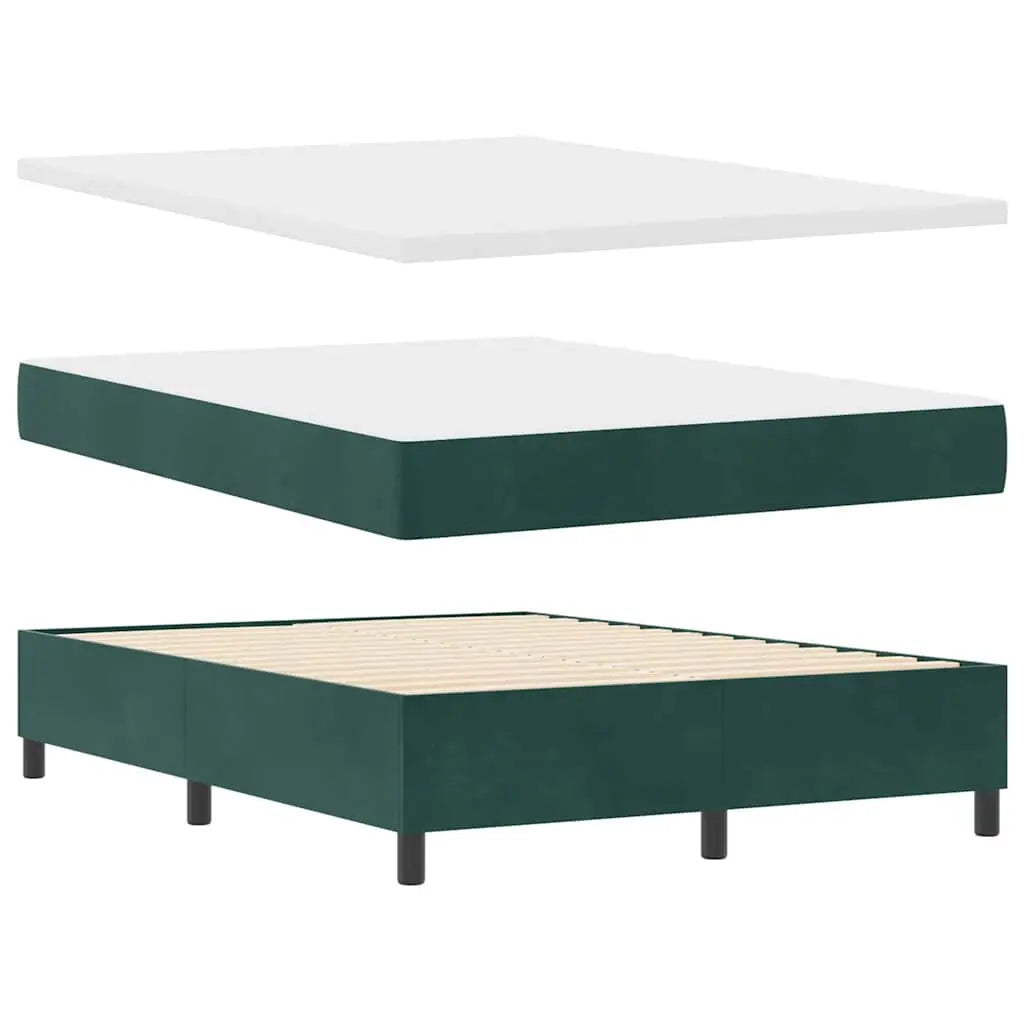 Lit à ressorts avec tête de lit Vert foncé 190 x 140 cm Velours - XIOS