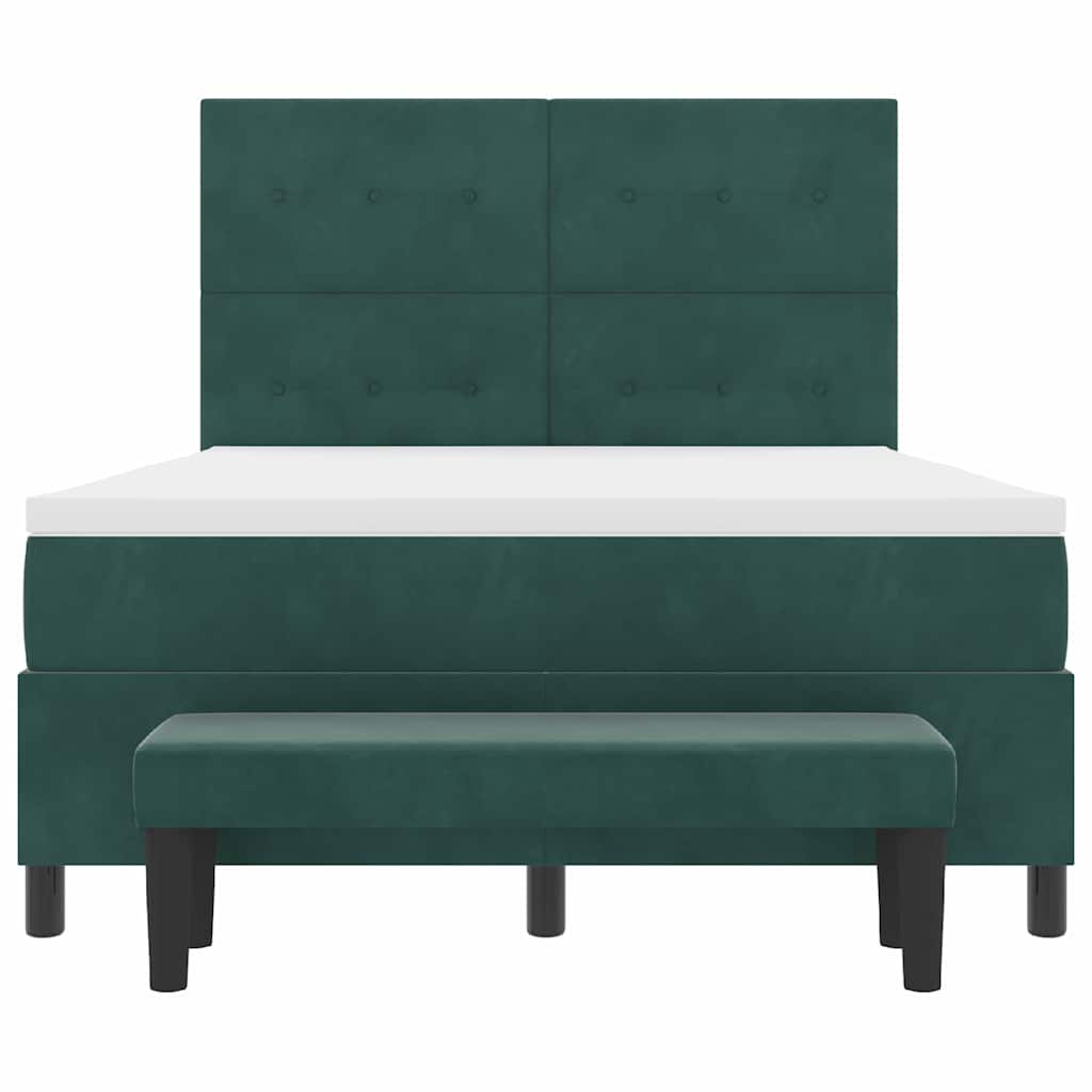 Lit à ressorts avec tête de lit Vert foncé 190 x 140 cm Velours - XIOS