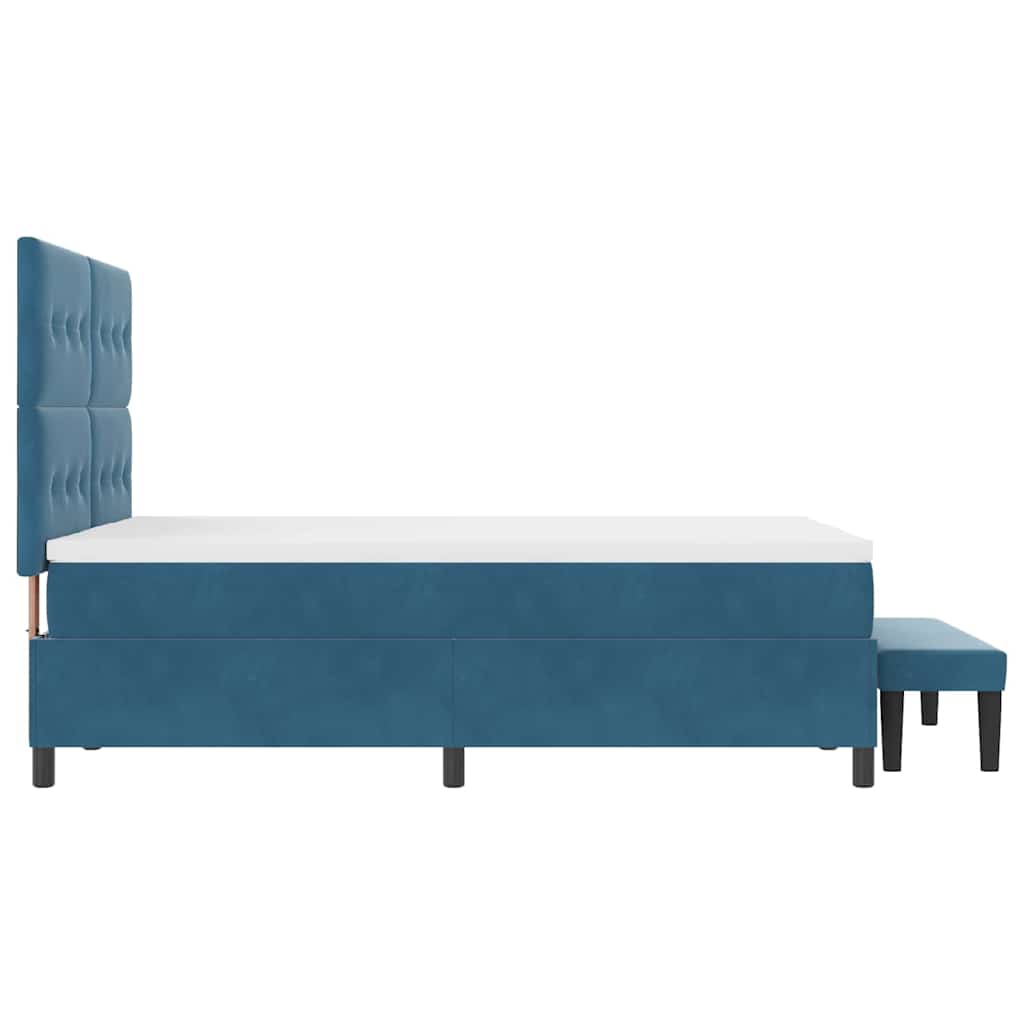 Lit à ressorts avec tête de lit Bleu foncé 190 x 140 cm Velours - XIOS