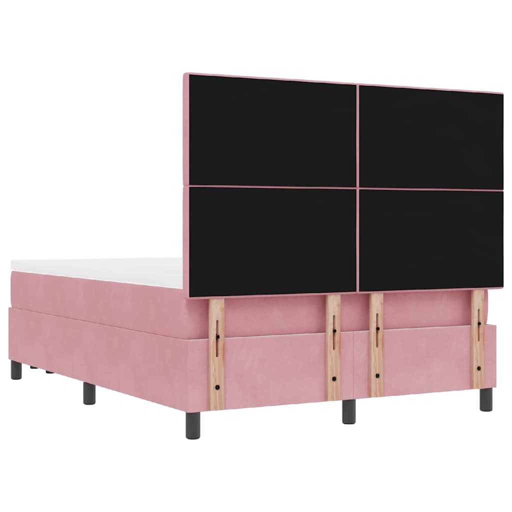 Lit à ressorts avec coussin Rose 190 x 140 cm Velours - XIOS
