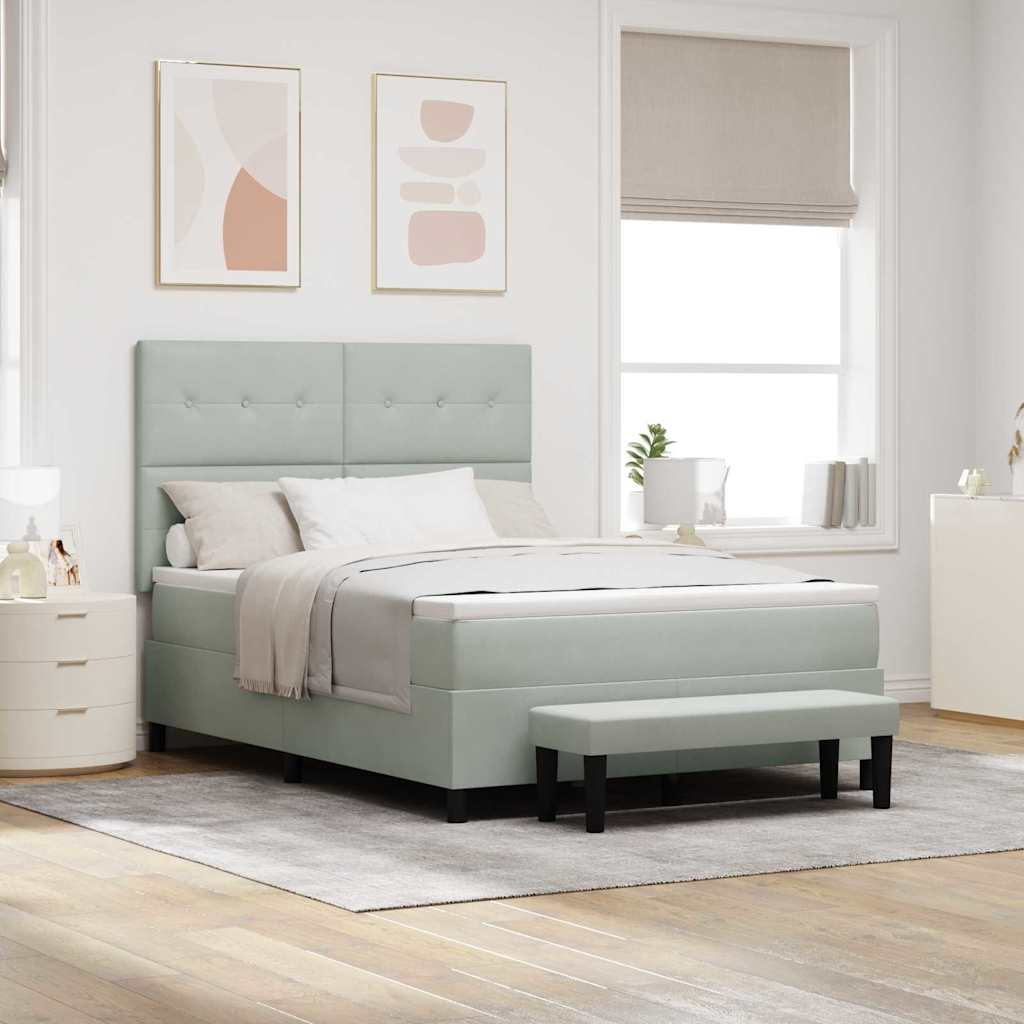 Lit à ressorts avec matelas Gris clair 140 x 200 cm Velours - XIOS