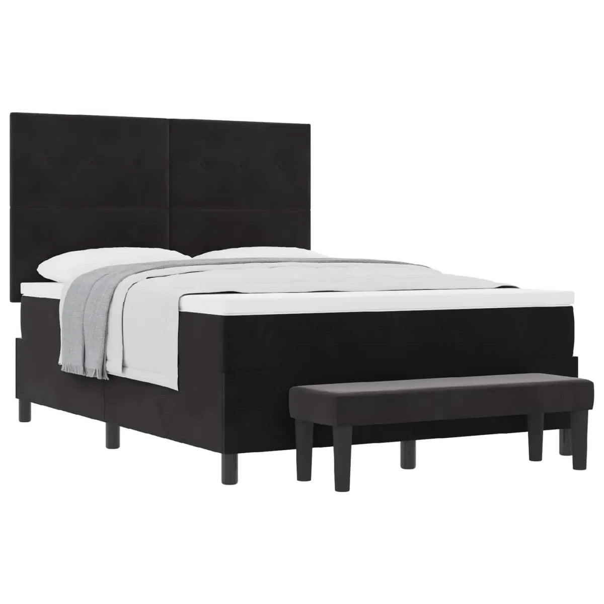 Lit à ressorts avec coussin Noir 200 x 140 cm Velours - XIOS