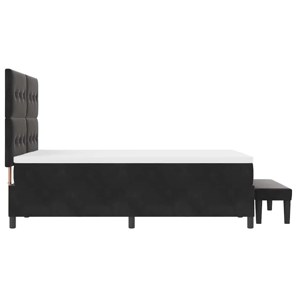 Lit à ressorts avec tête de lit Noir 200 x 160 cm Velours