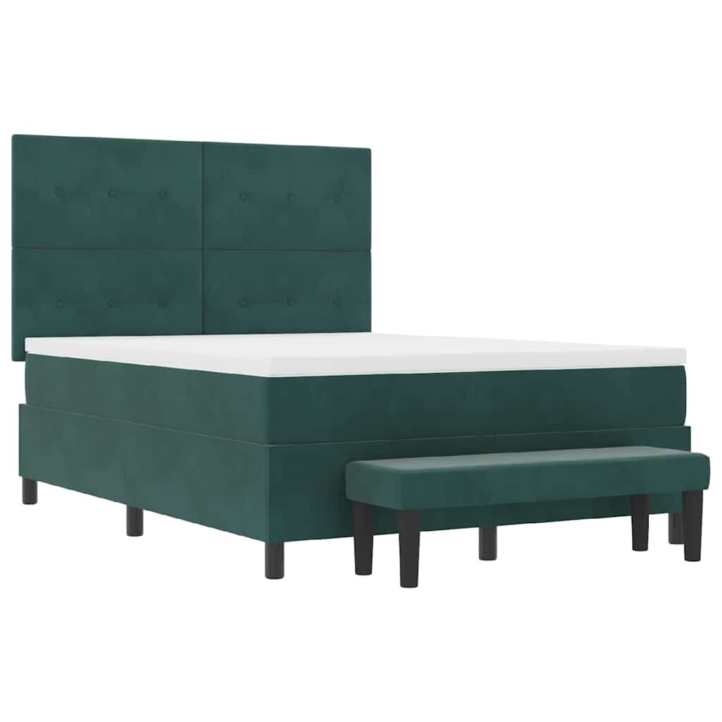 Lit à ressorts avec tête de lit Vert foncé 200 x 160 cm Velours