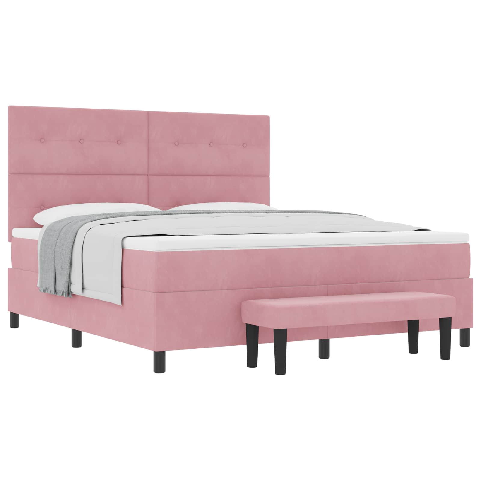 Lit à ressorts avec tête de lit Rose 200 x 180 cm Velours