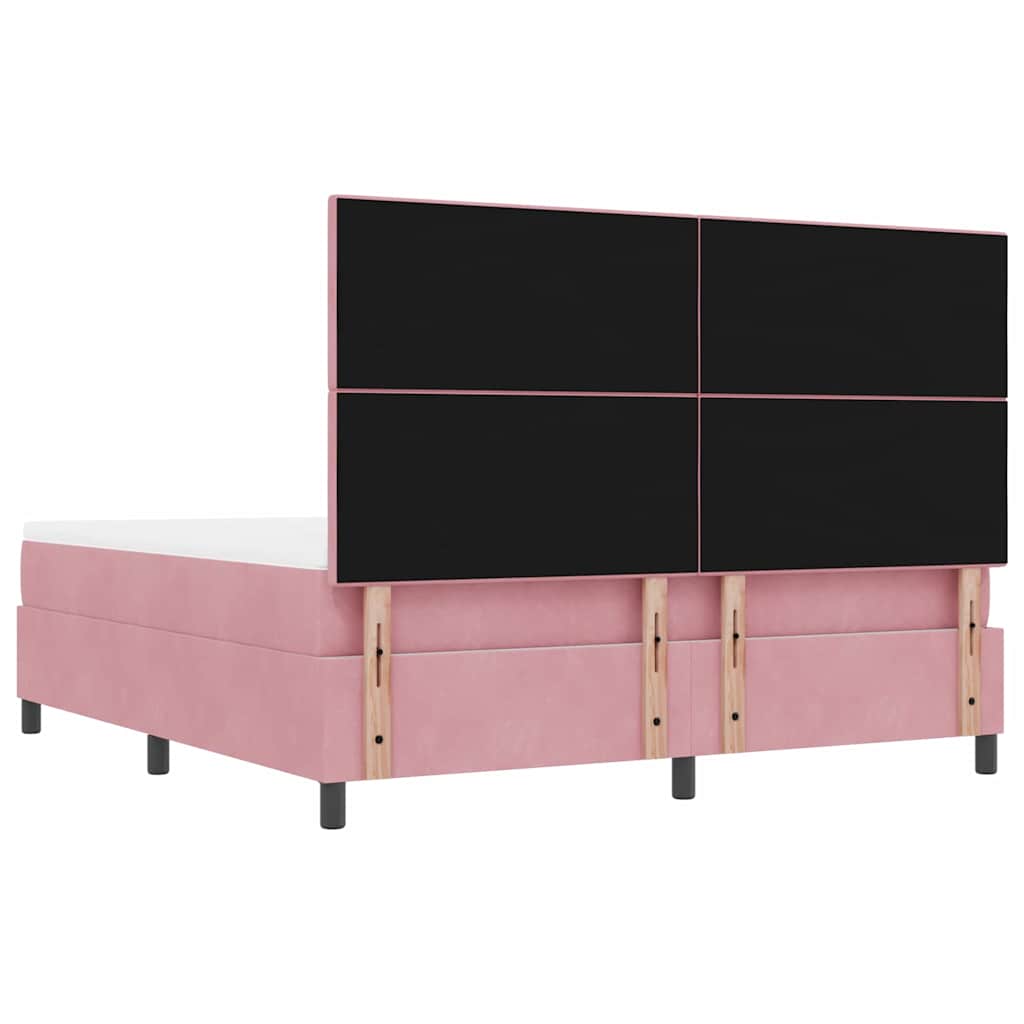 Lit à ressorts avec tête de lit Rose 200 x 180 cm Velours