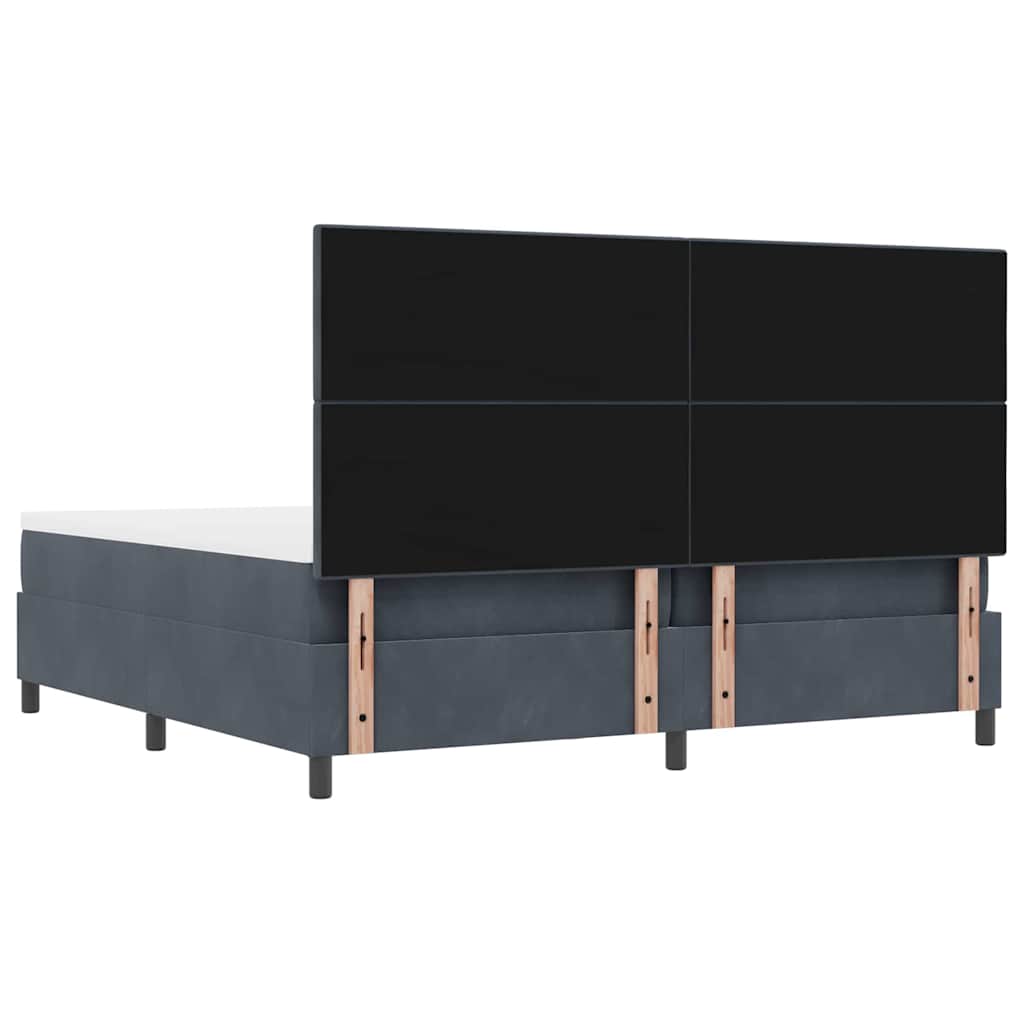 Lit à ressorts avec matelas Gris foncé 200 x 200 cm Velours - XIOS