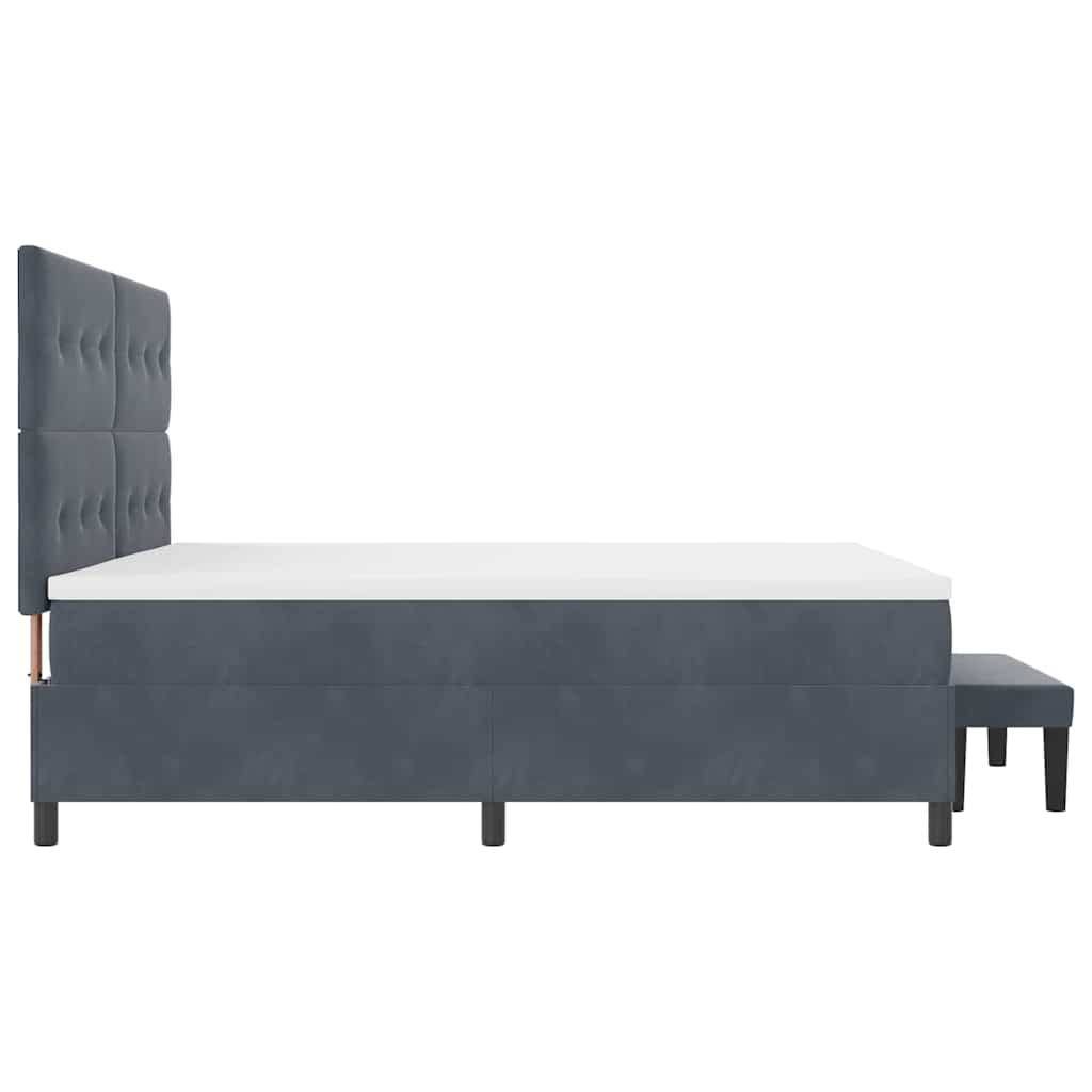 Lit à ressorts avec matelas Gris foncé 200 x 200 cm Velours - XIOS