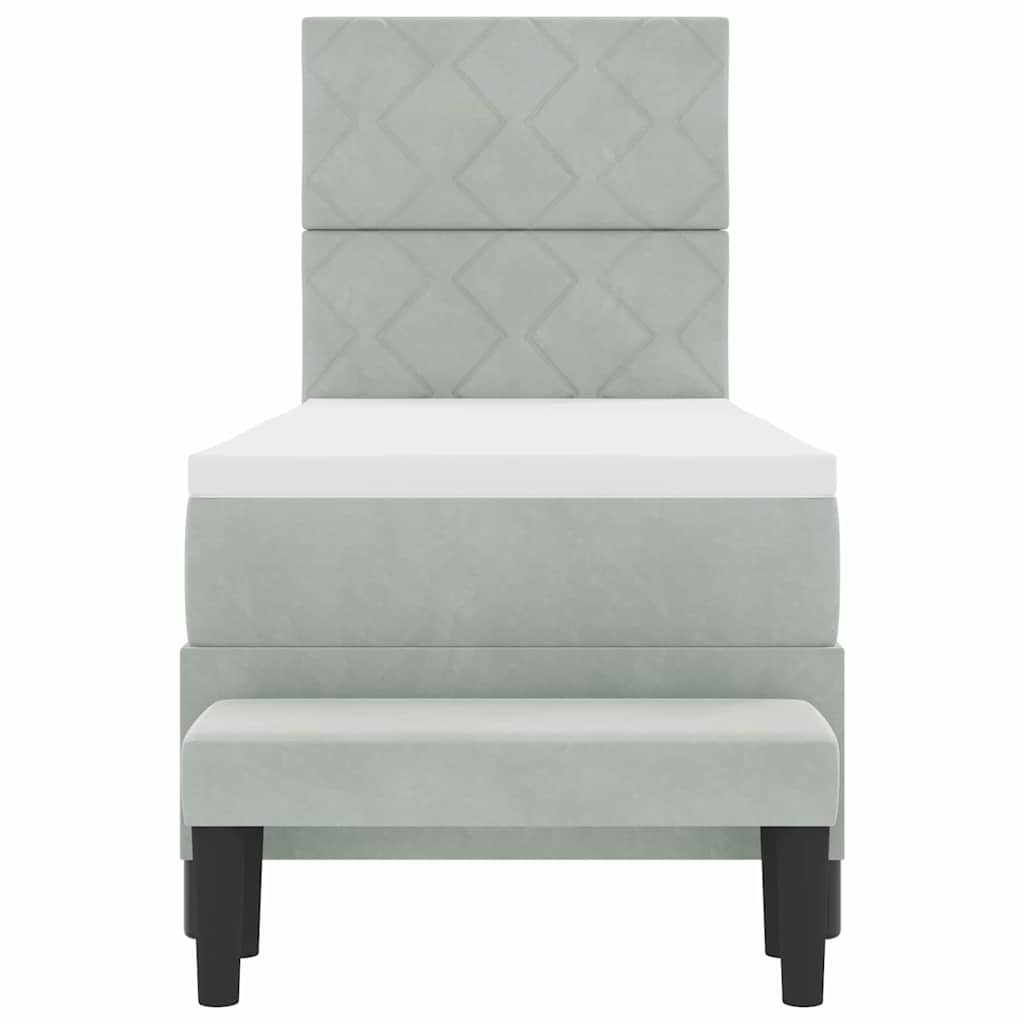 Lit à ressorts avec tête de lit Gris clair 200 x 80 cm Velours