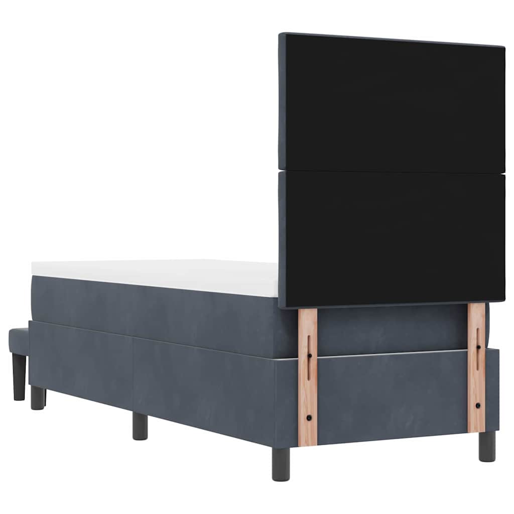 Lit à ressorts avec tête de lit Gris foncé 200 x 80 cm Velours