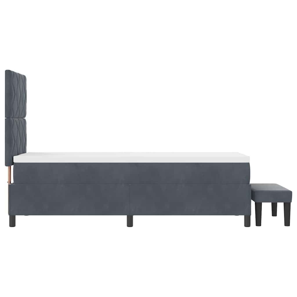 Lit à ressorts avec tête de lit Gris foncé 200 x 80 cm Velours