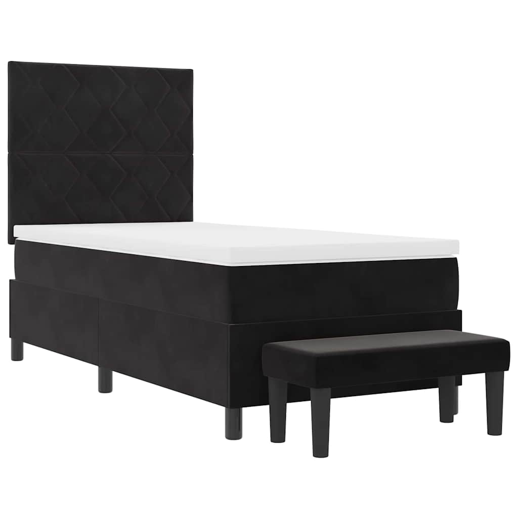 Lit à ressorts avec tête de lit Noir 190 x 90 cm Velours - XIOS