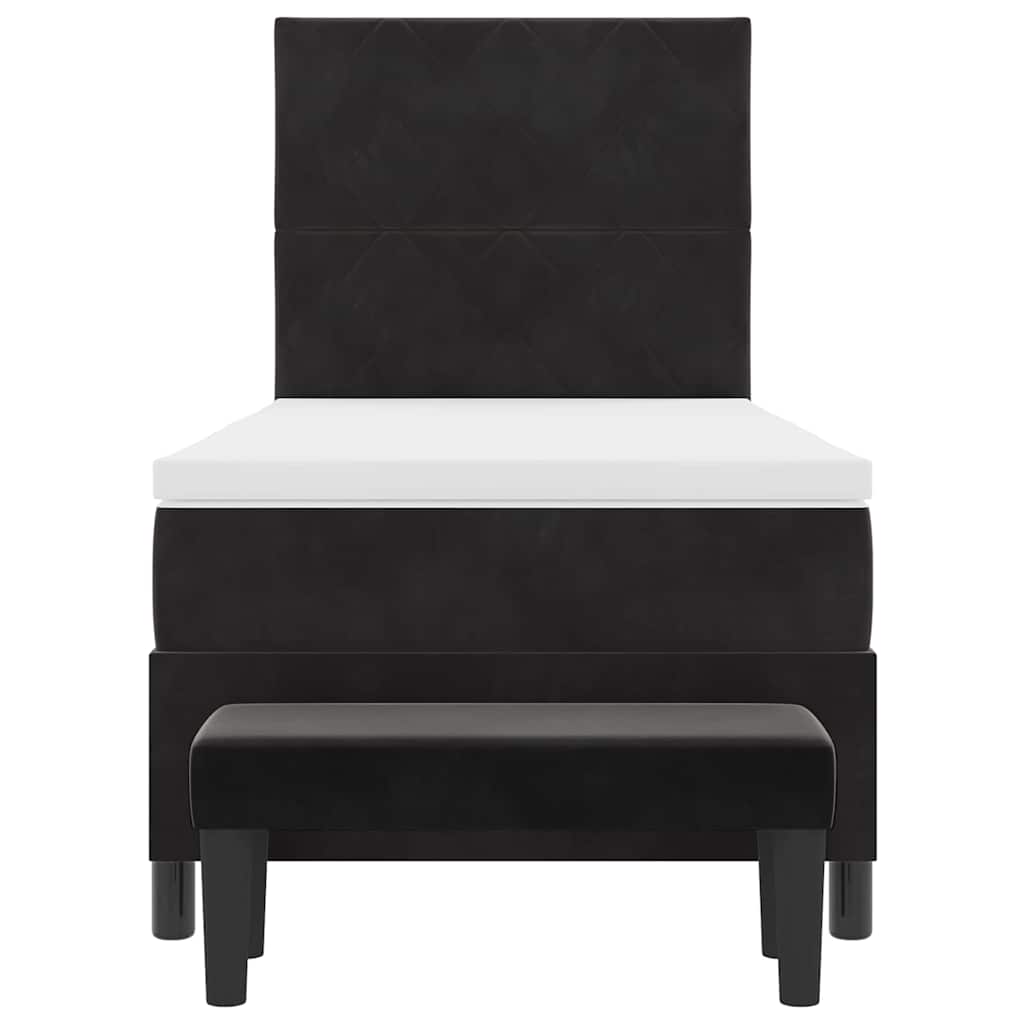 Lit à ressorts avec tête de lit Noir 190 x 90 cm Velours - XIOS