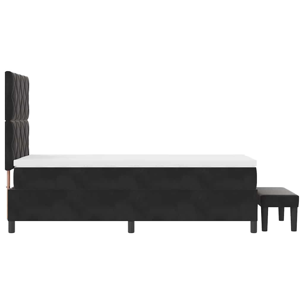 Lit à ressorts avec tête de lit Noir 190 x 90 cm Velours - XIOS