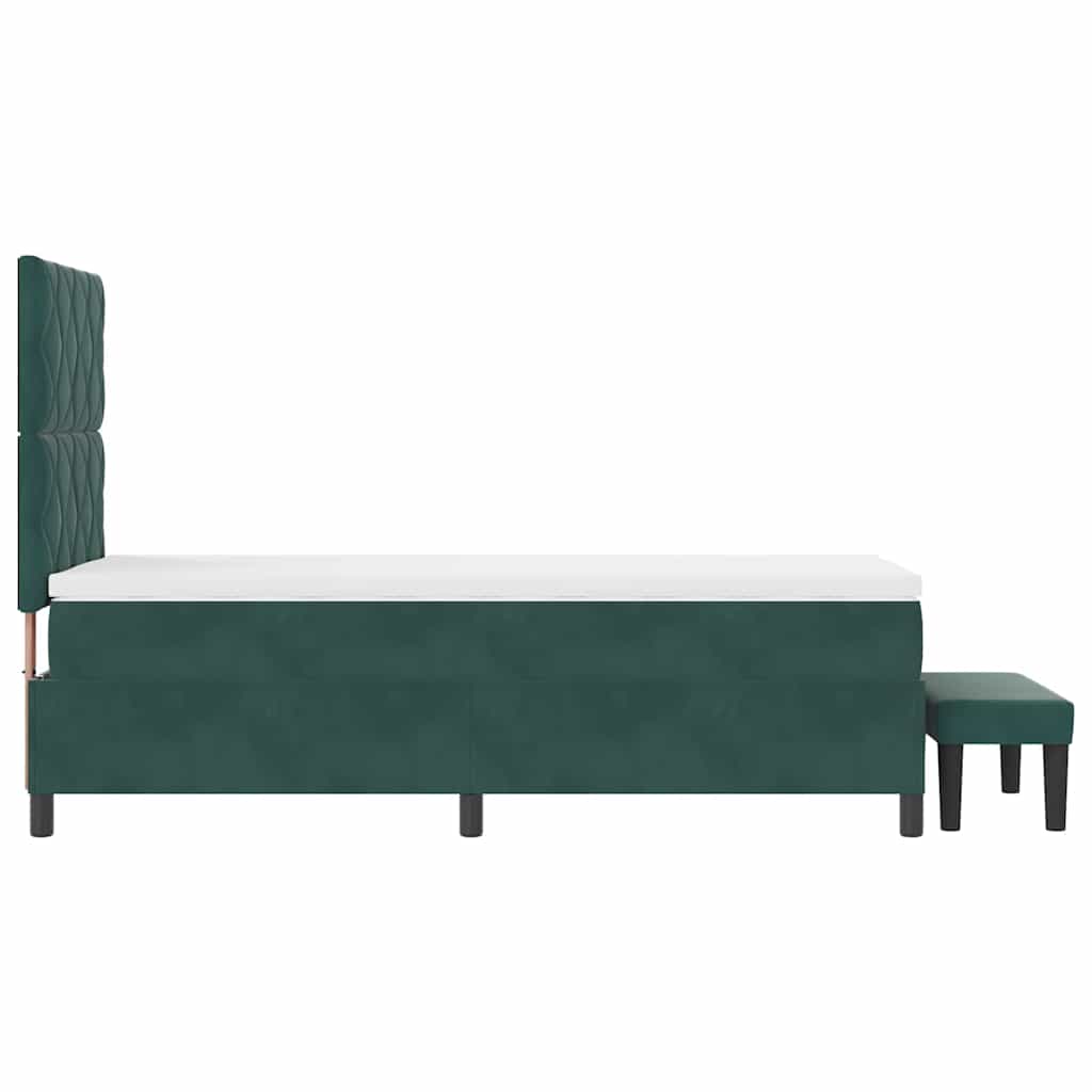 Lit à ressorts avec tête de lit Vert foncé 190 x 90 cm Velours