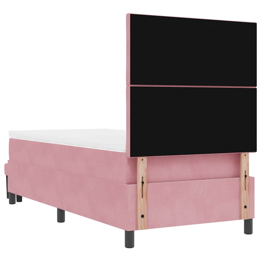 Lit à ressorts avec tête de lit Rose 190 x 90 cm Velours