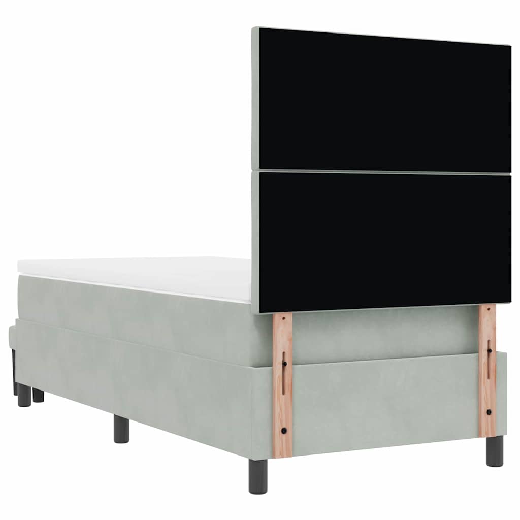 Lit à ressorts avec tête de lit Gris clair 200 x 90 cm Velours - XIOS