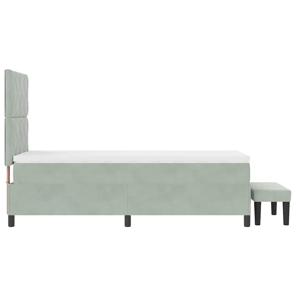 Lit à ressorts avec tête de lit Gris clair 200 x 90 cm Velours - XIOS