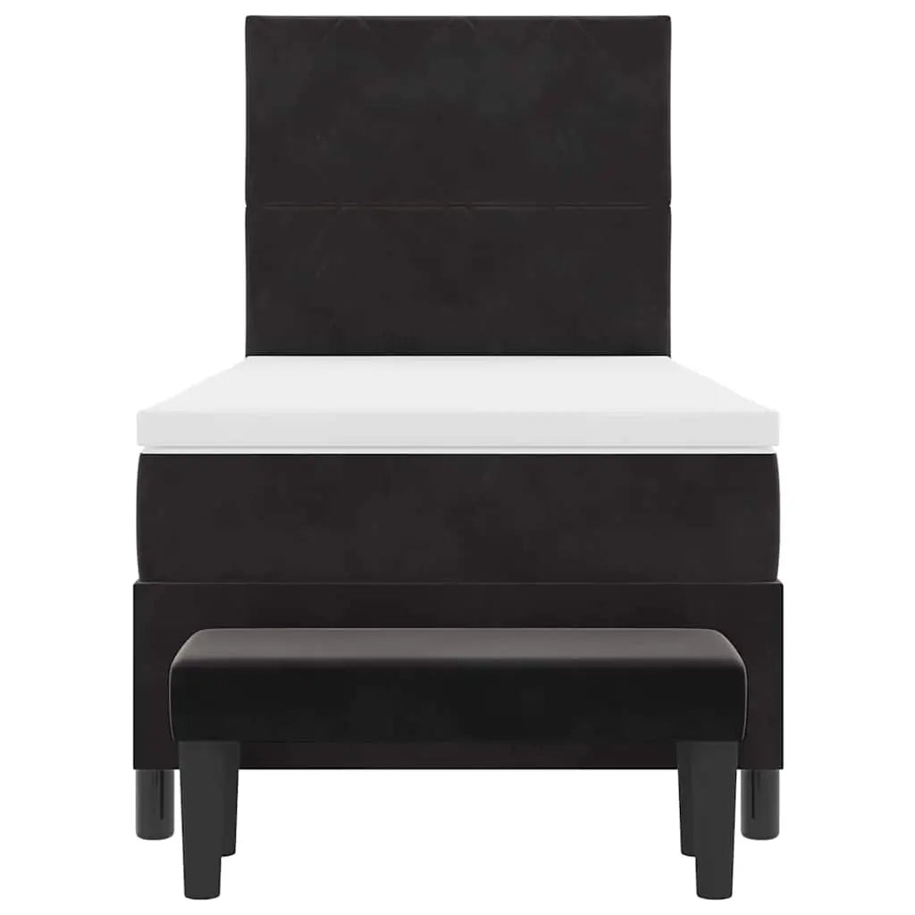 Lit à ressorts avec tête de lit Noir 200 x 90 cm Velours - XIOS