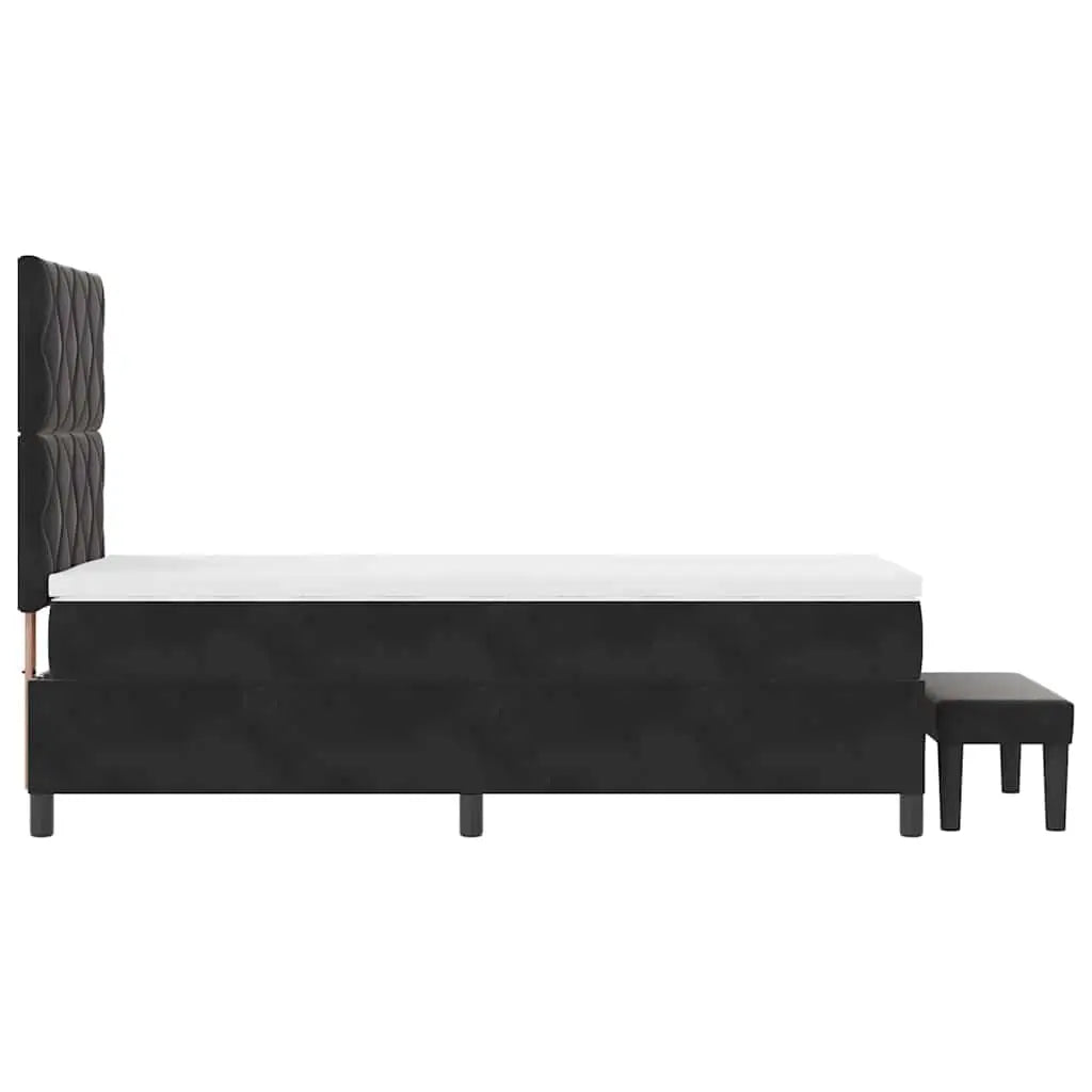 Lit à ressorts avec tête de lit Noir 200 x 90 cm Velours - XIOS