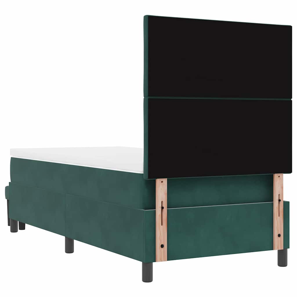Lit à ressorts avec tête de lit Vert foncé 200 x 90 cm Velours