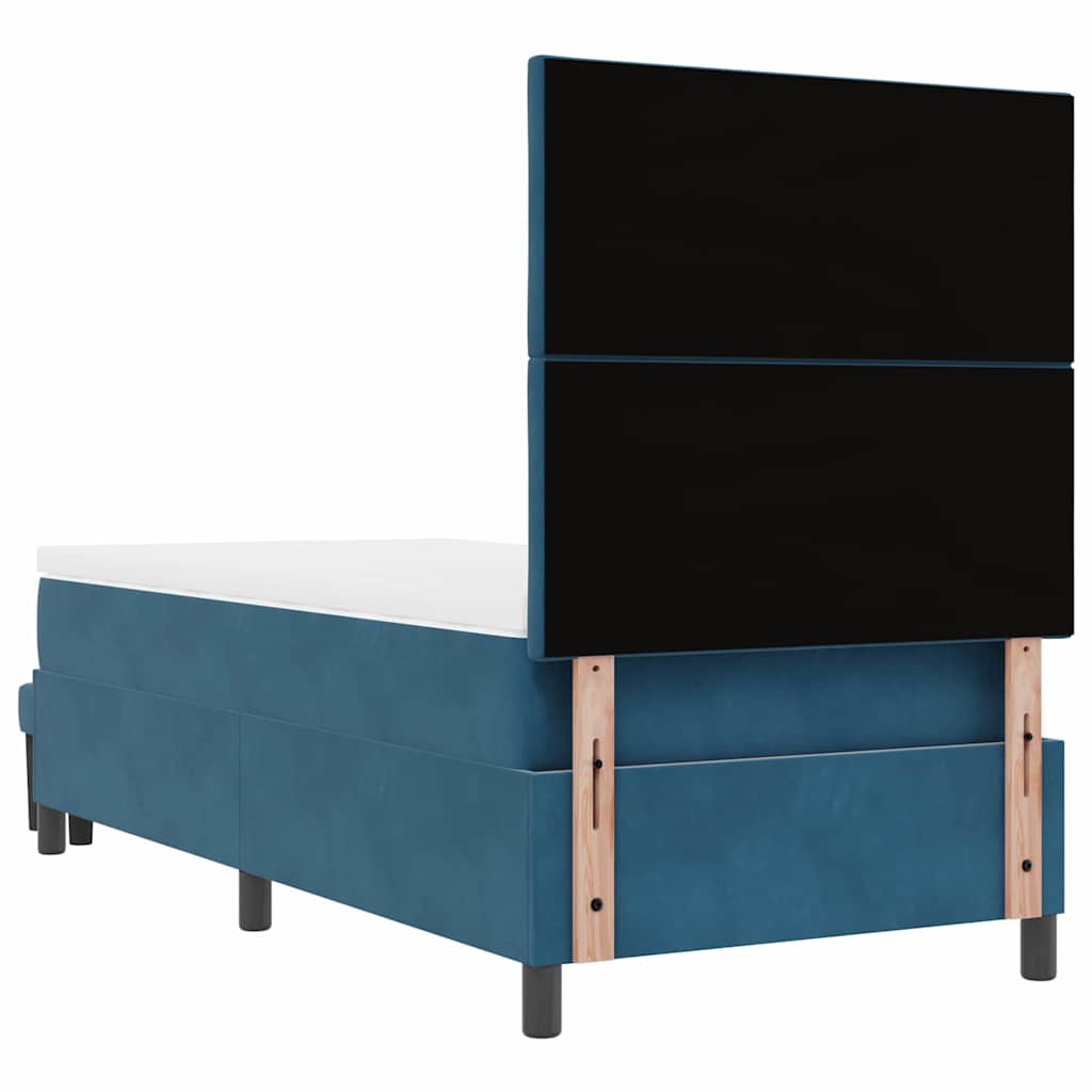 Lit à ressorts avec tête de lit Bleu foncé 200 x 90 cm Velours - XIOS