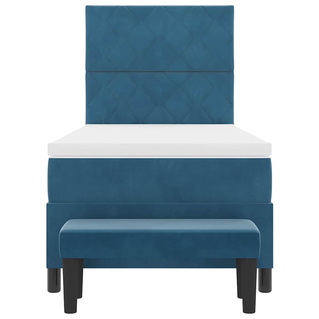 Lit à ressorts avec tête de lit Bleu foncé 200 x 90 cm Velours - XIOS