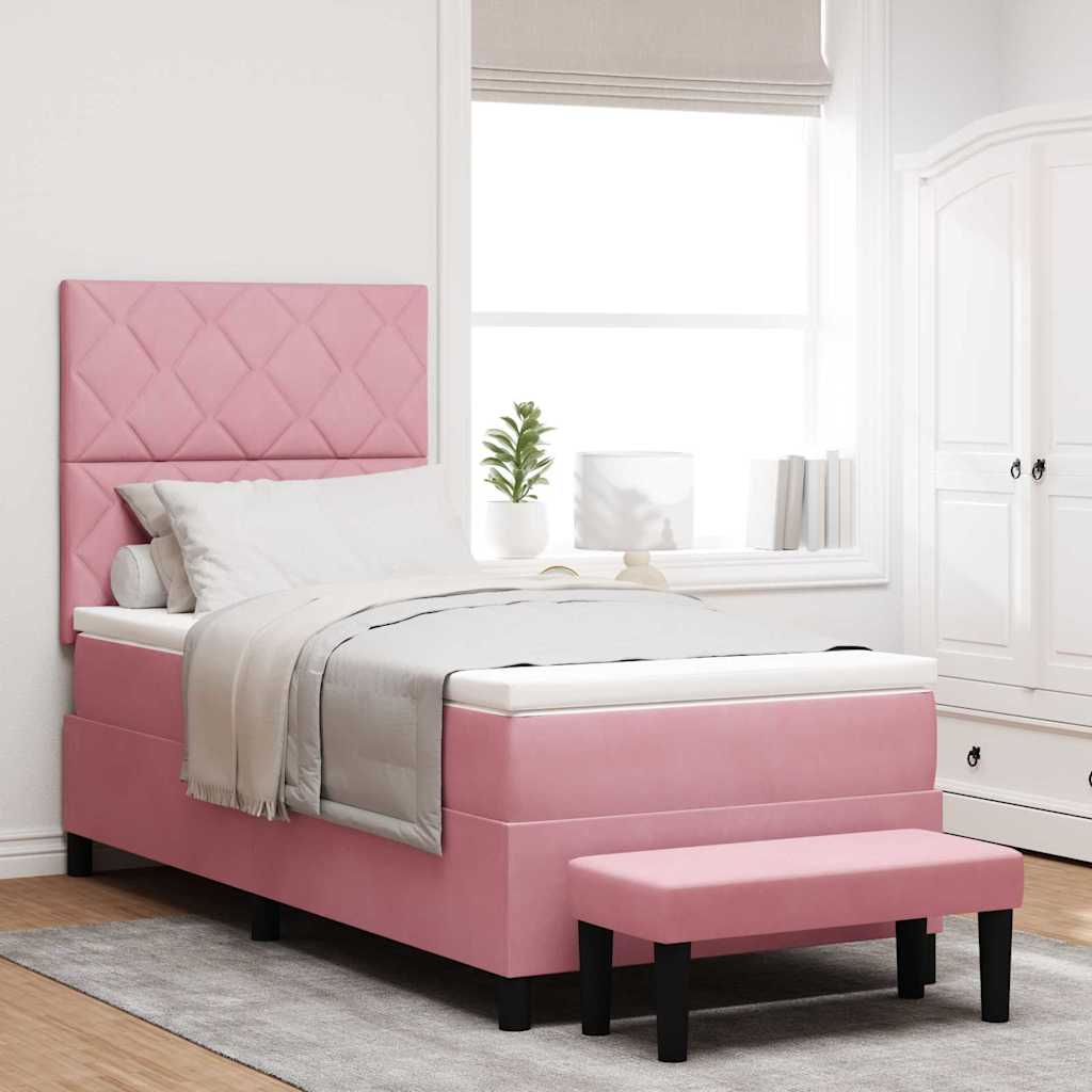 Lit à ressorts avec coussin Rose 200 x 100 cm Velours