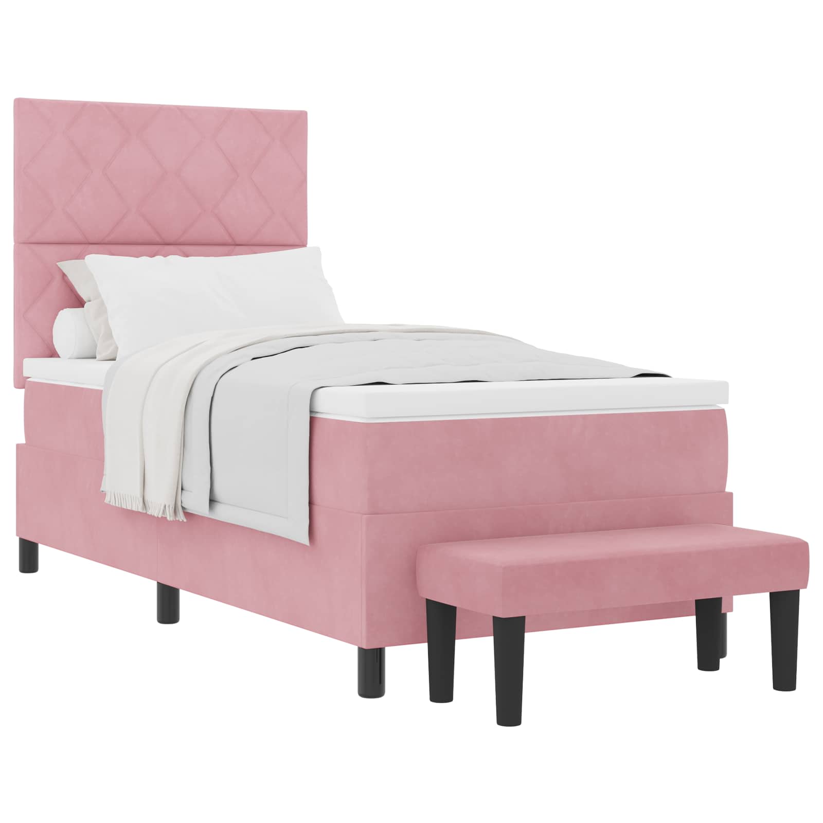 Lit à ressorts avec coussin Rose 200 x 100 cm Velours