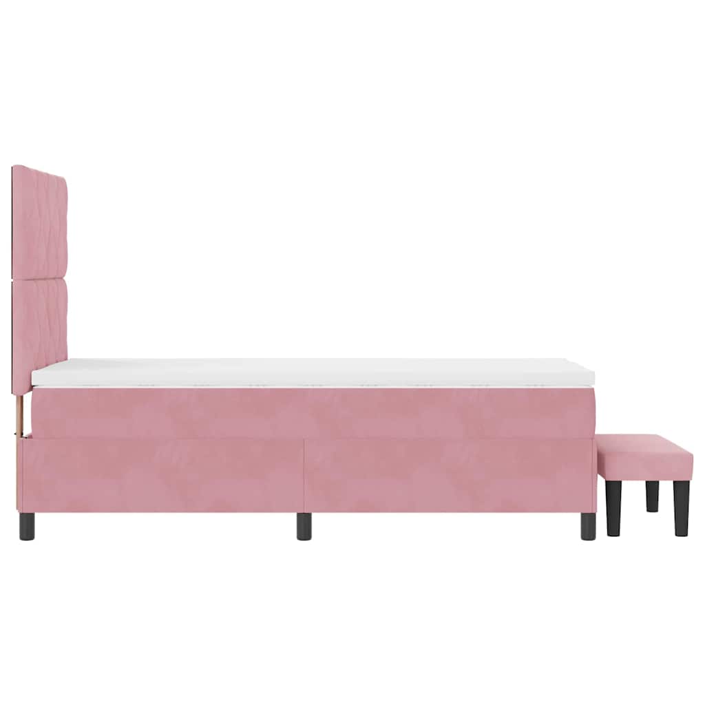 Lit à ressorts avec coussin Rose 200 x 100 cm Velours