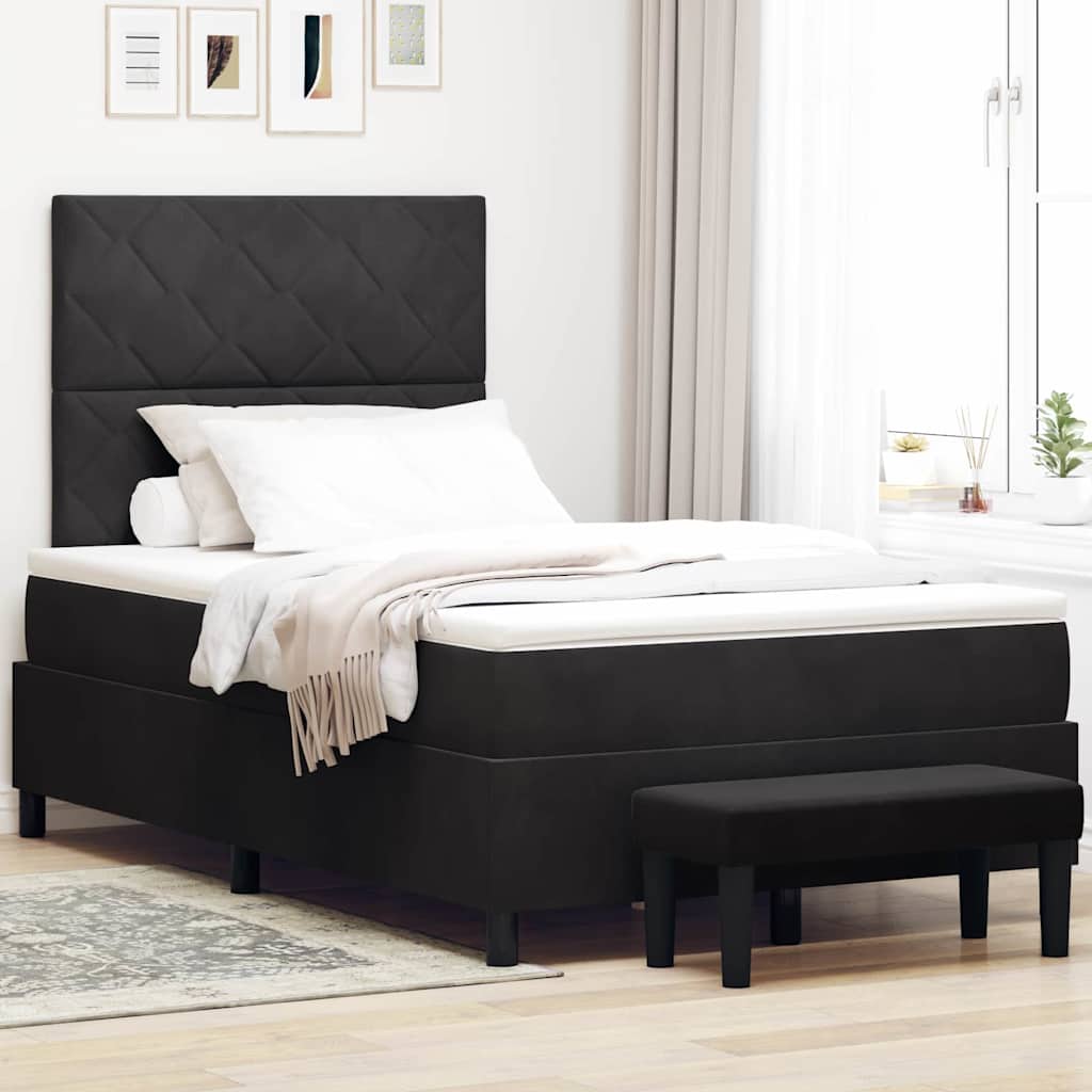 Lit à ressorts avec matelas Noir 120 x 190 cm Velours - XIOS