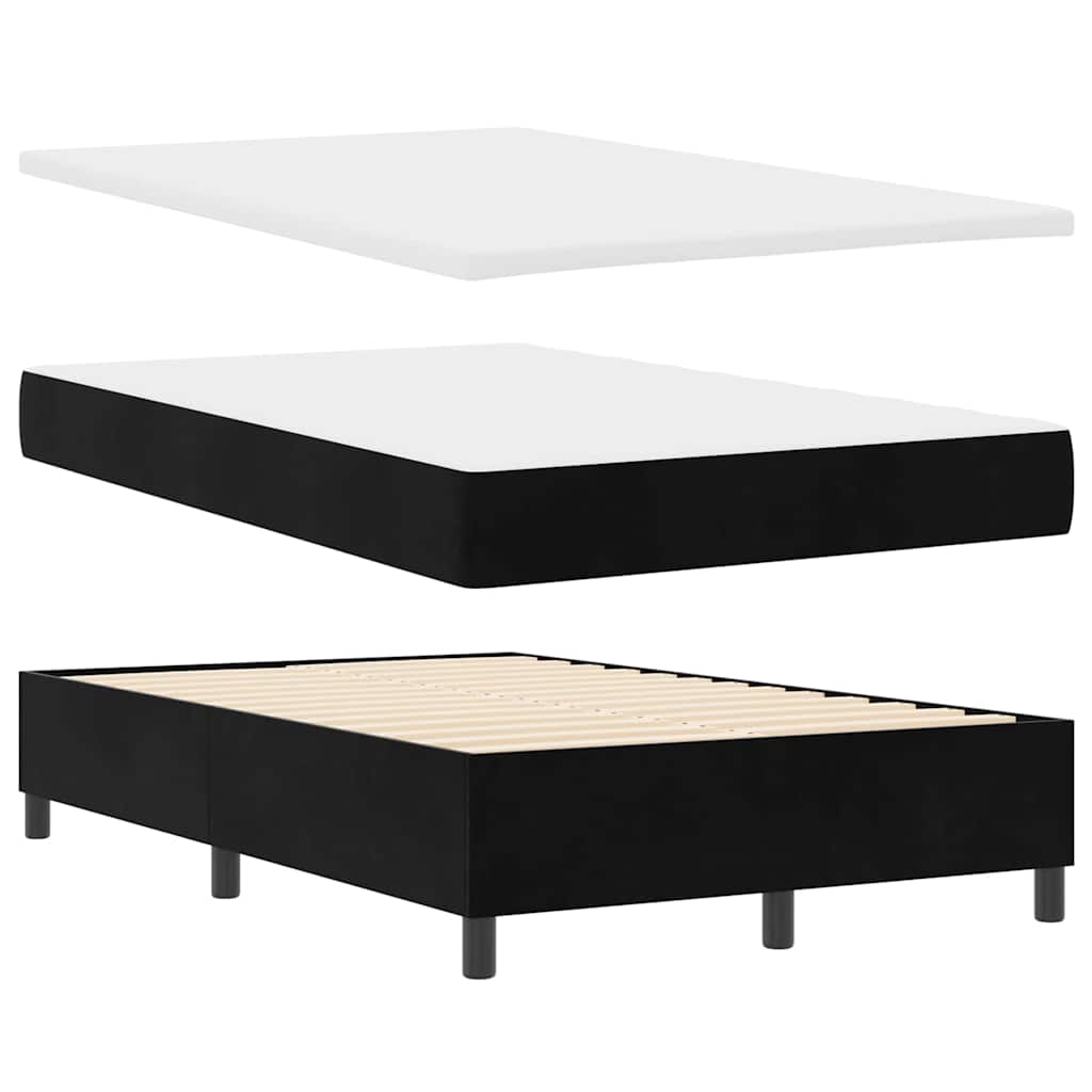 Lit à ressorts avec matelas Noir 120 x 190 cm Velours - XIOS