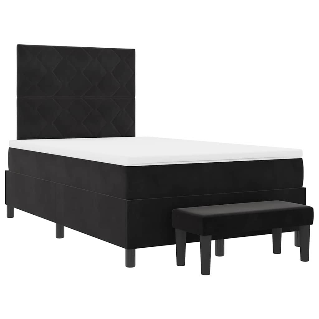Lit à ressorts avec matelas Noir 120 x 190 cm Velours - XIOS