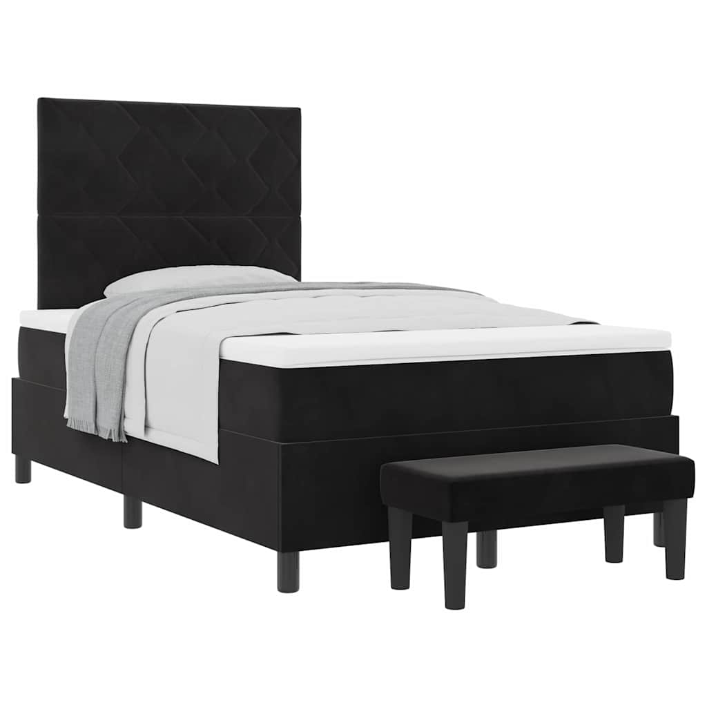 Lit à ressorts avec matelas Noir 120 x 190 cm Velours - XIOS