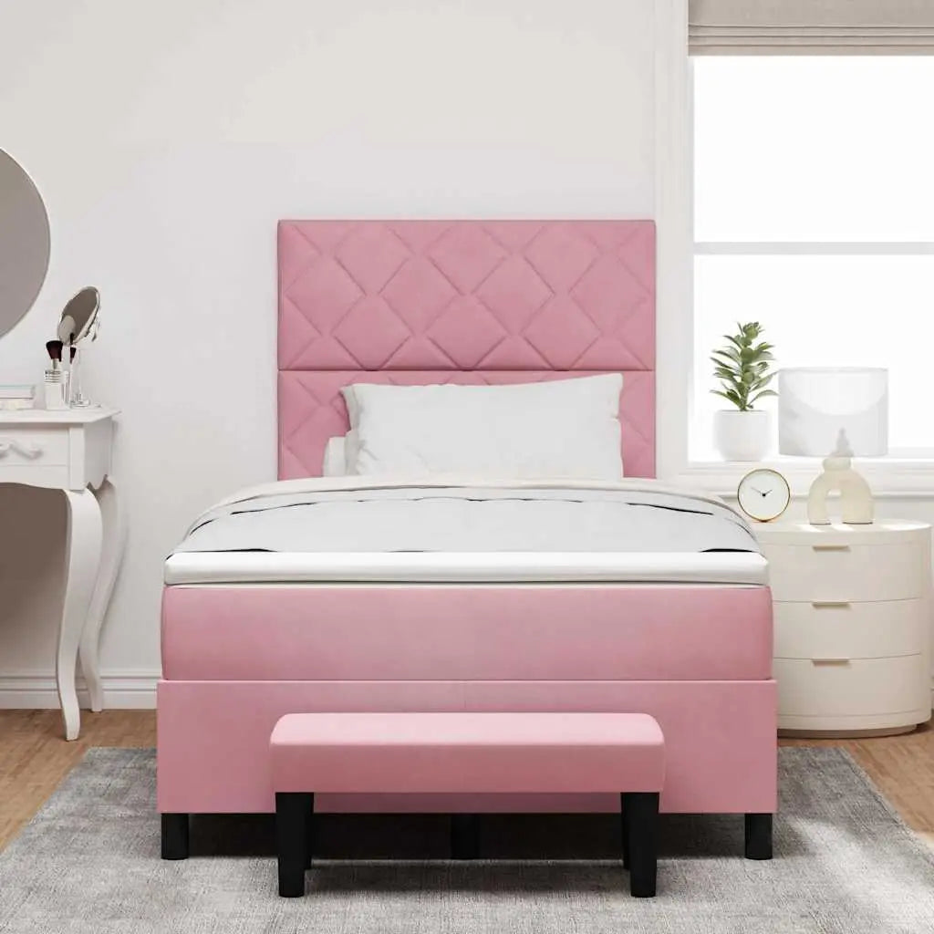 Lit à ressorts avec tête de lit Rose 190 x 120 cm Velours - XIOS