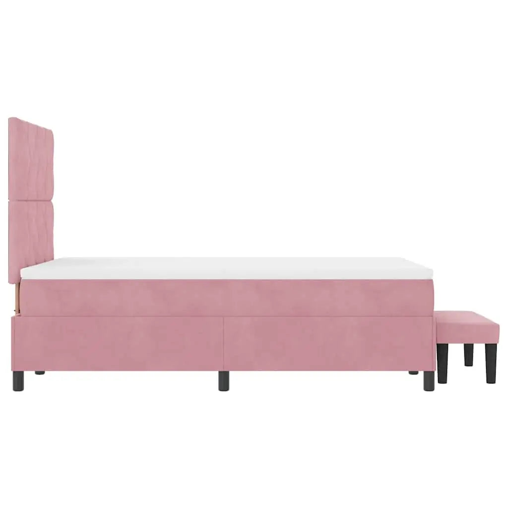 Lit à ressorts avec tête de lit Rose 190 x 120 cm Velours - XIOS