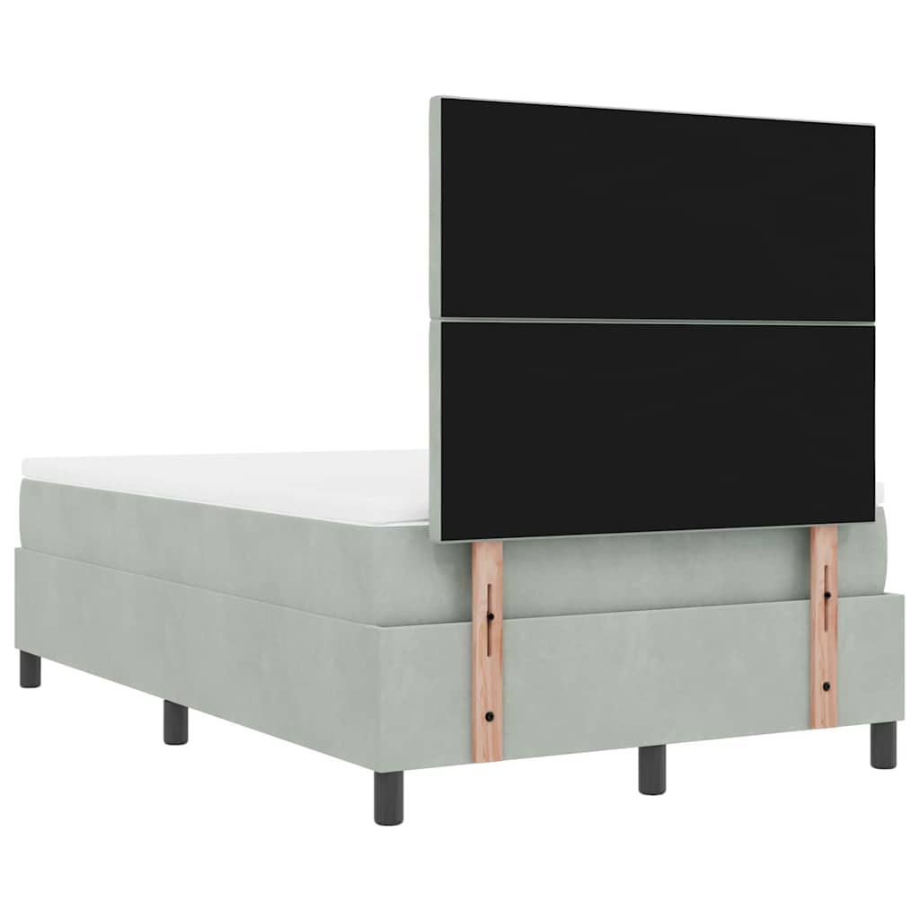 Lit à ressorts avec coussin Gris clair 200 x 120 cm Velours