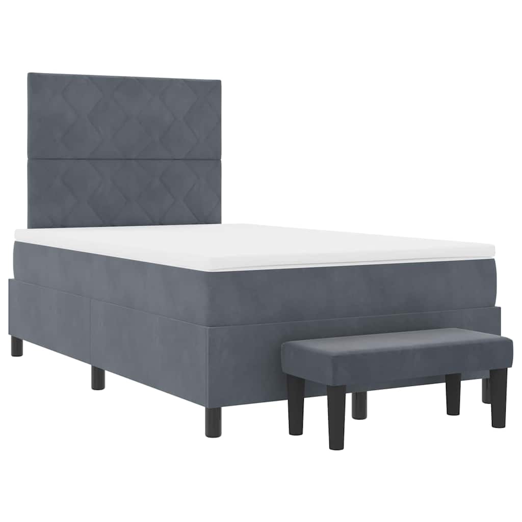 Lit à ressorts avec tête de lit Gris foncé 200 x 120 cm Velours