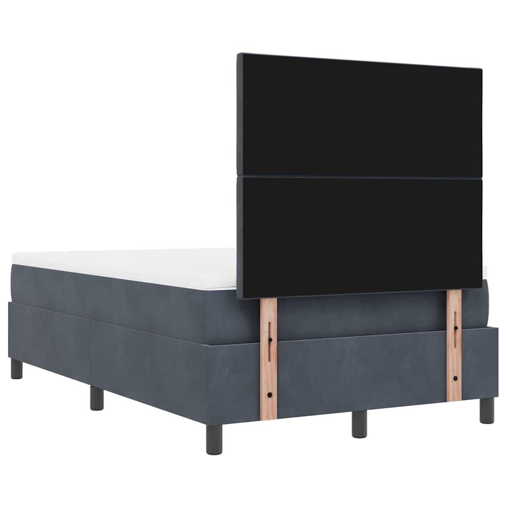 Lit à ressorts avec tête de lit Gris foncé 200 x 120 cm Velours