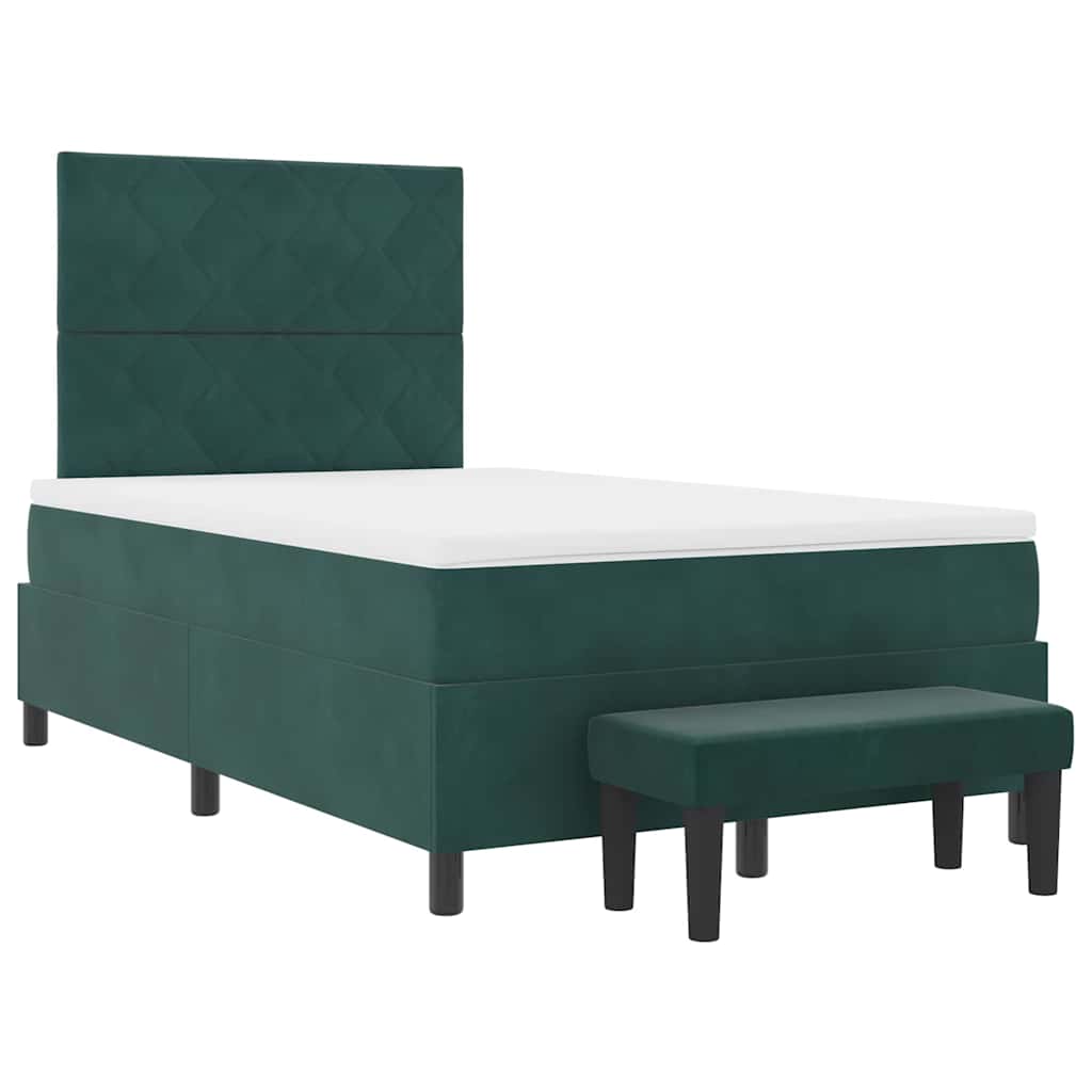 Lit à ressorts avec coussin Vert foncé 200 x 120 cm Velours