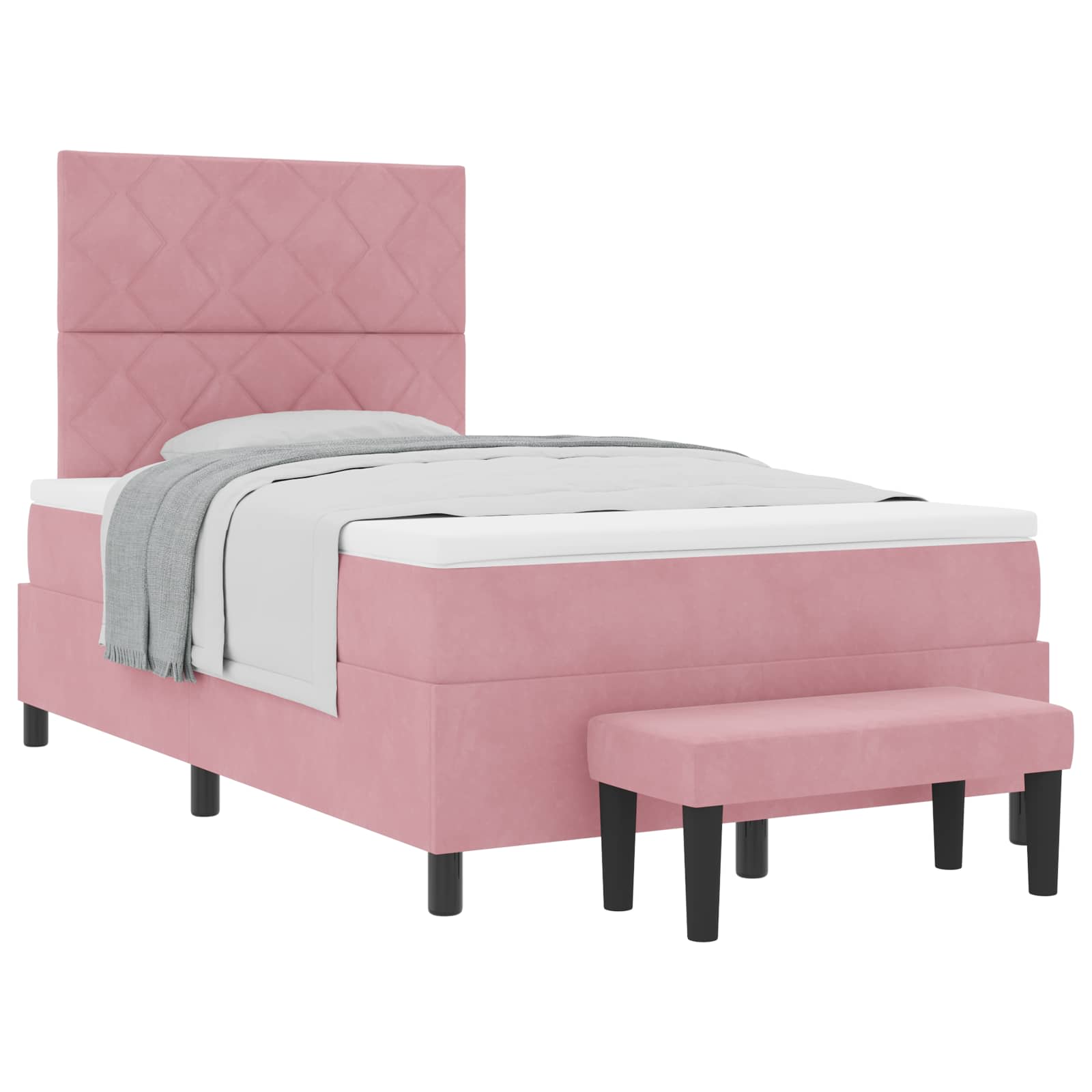 Lit à ressorts avec tête de lit Rose 200 x 120 cm Velours