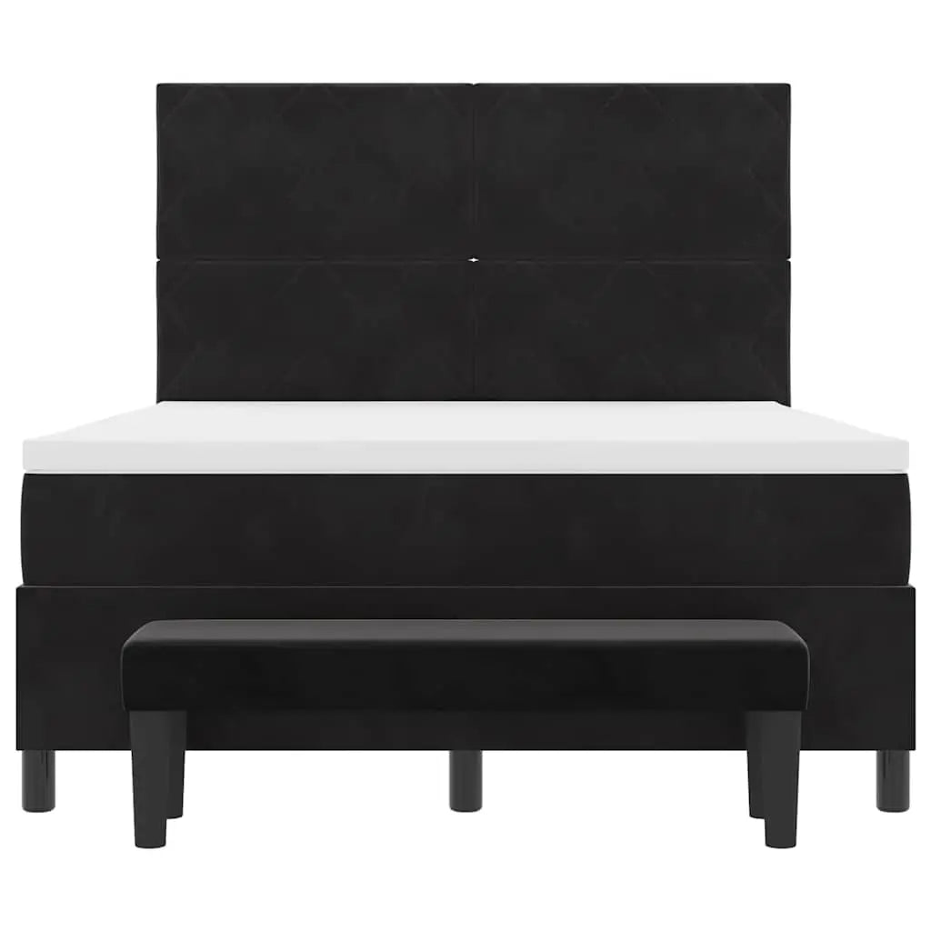 Lit à ressorts avec tête de lit Noir 190 x 140 cm Velours - XIOS