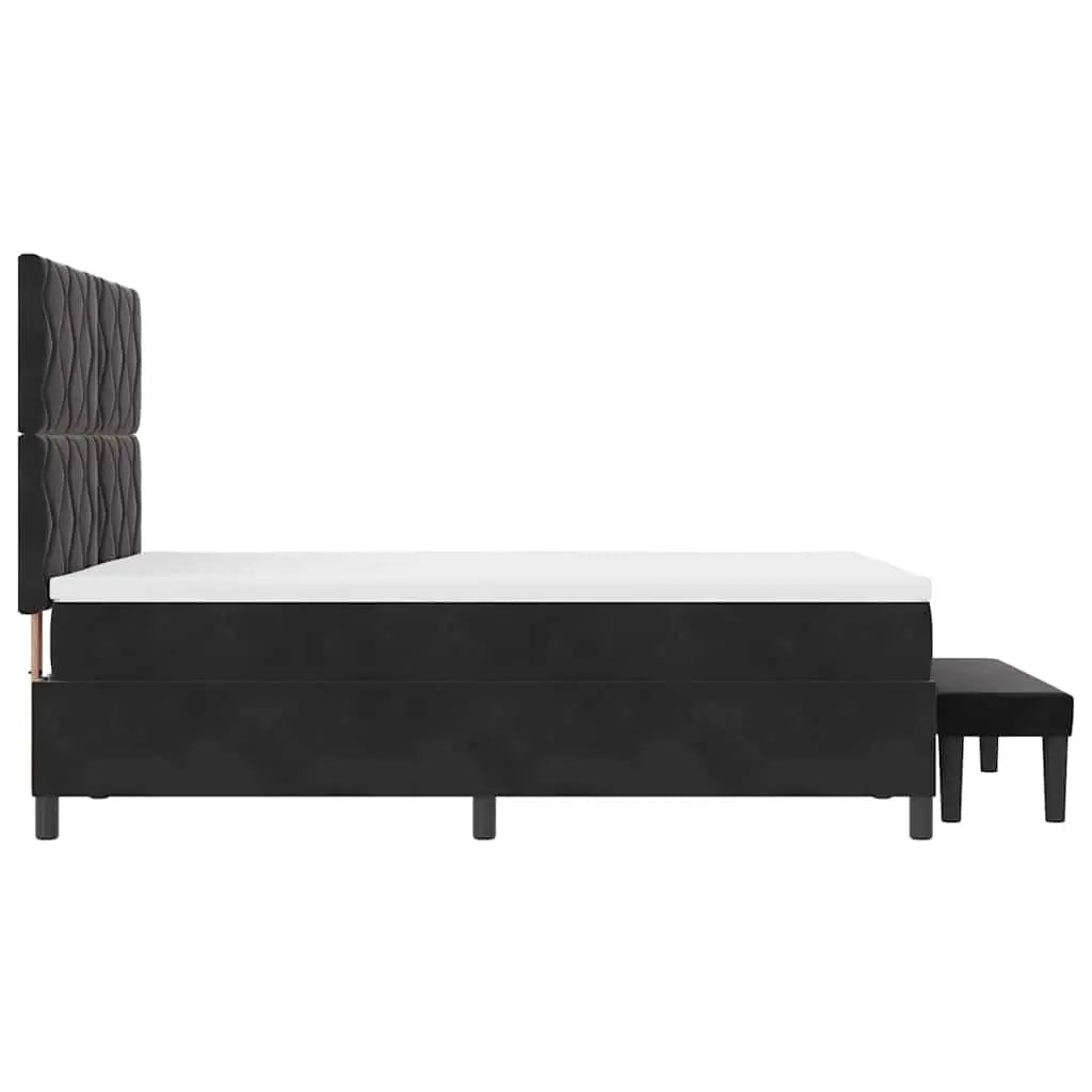 Lit à ressorts avec tête de lit Noir 190 x 140 cm Velours - XIOS