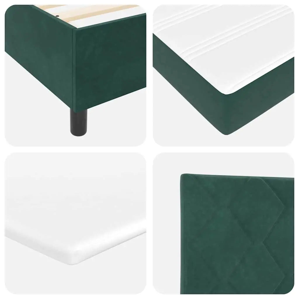 Lit à ressorts avec tête de lit Vert foncé 190 x 140 cm Velours - XIOS