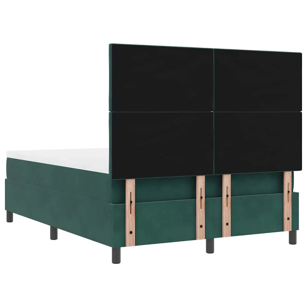 Lit à ressorts avec tête de lit Vert foncé 190 x 140 cm Velours - XIOS