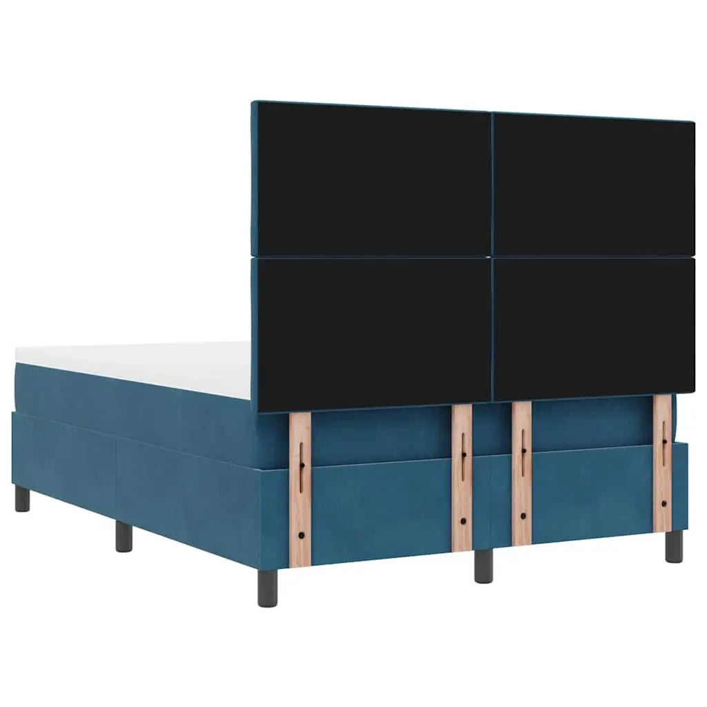 Lit à ressorts avec tête de lit Bleu foncé 190 x 140 cm Velours - XIOS
