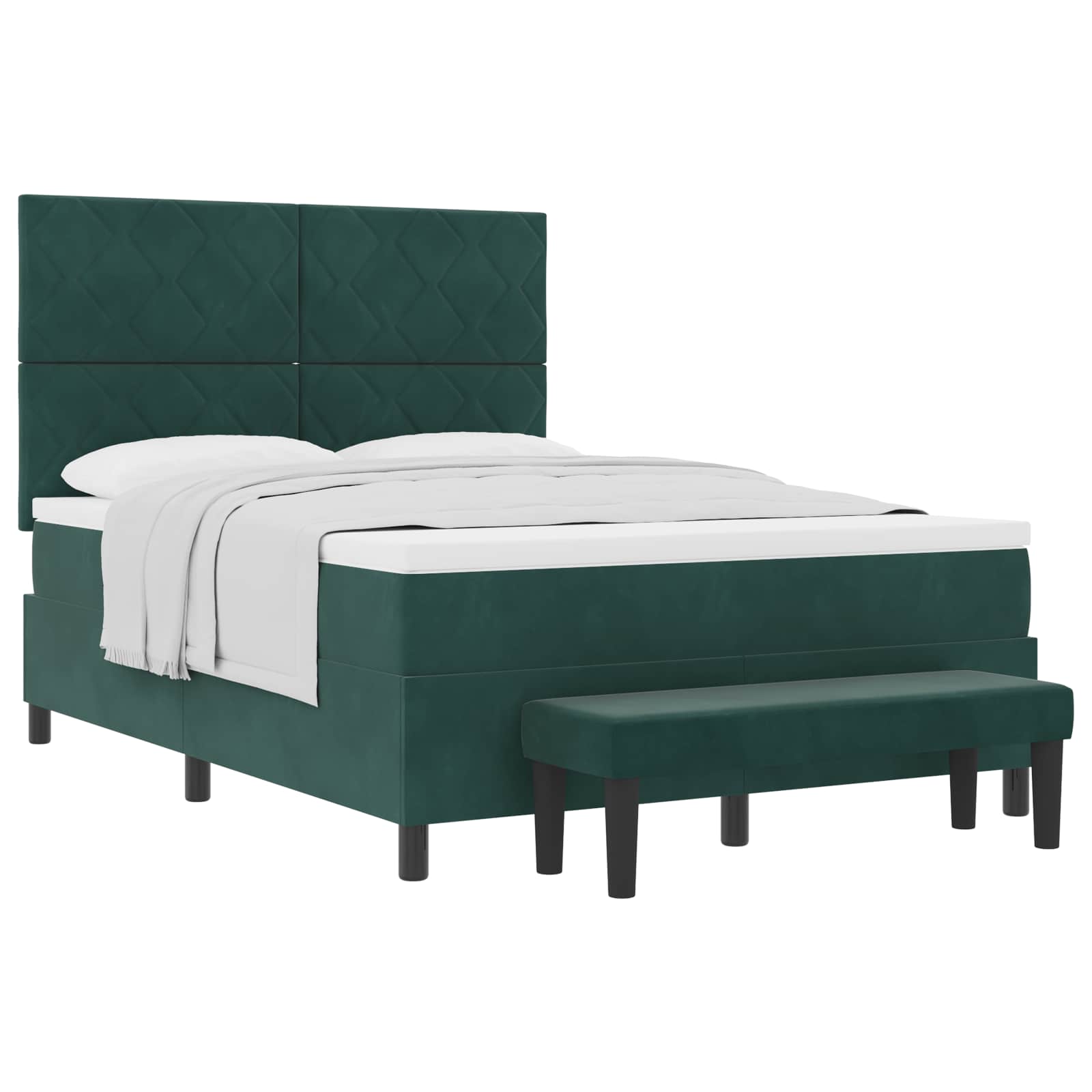 Lit à ressorts avec tête de lit Vert foncé 200 x 140 cm Velours - XIOS