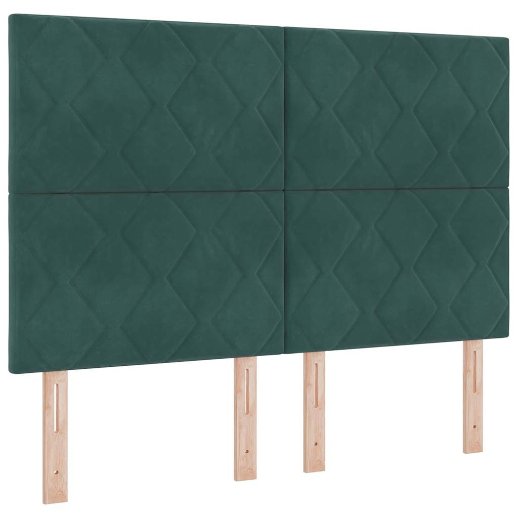 Lit à ressorts avec tête de lit Vert foncé 200 x 140 cm Velours - XIOS