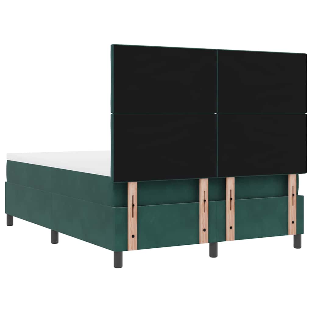 Lit à ressorts avec tête de lit Vert foncé 200 x 140 cm Velours - XIOS