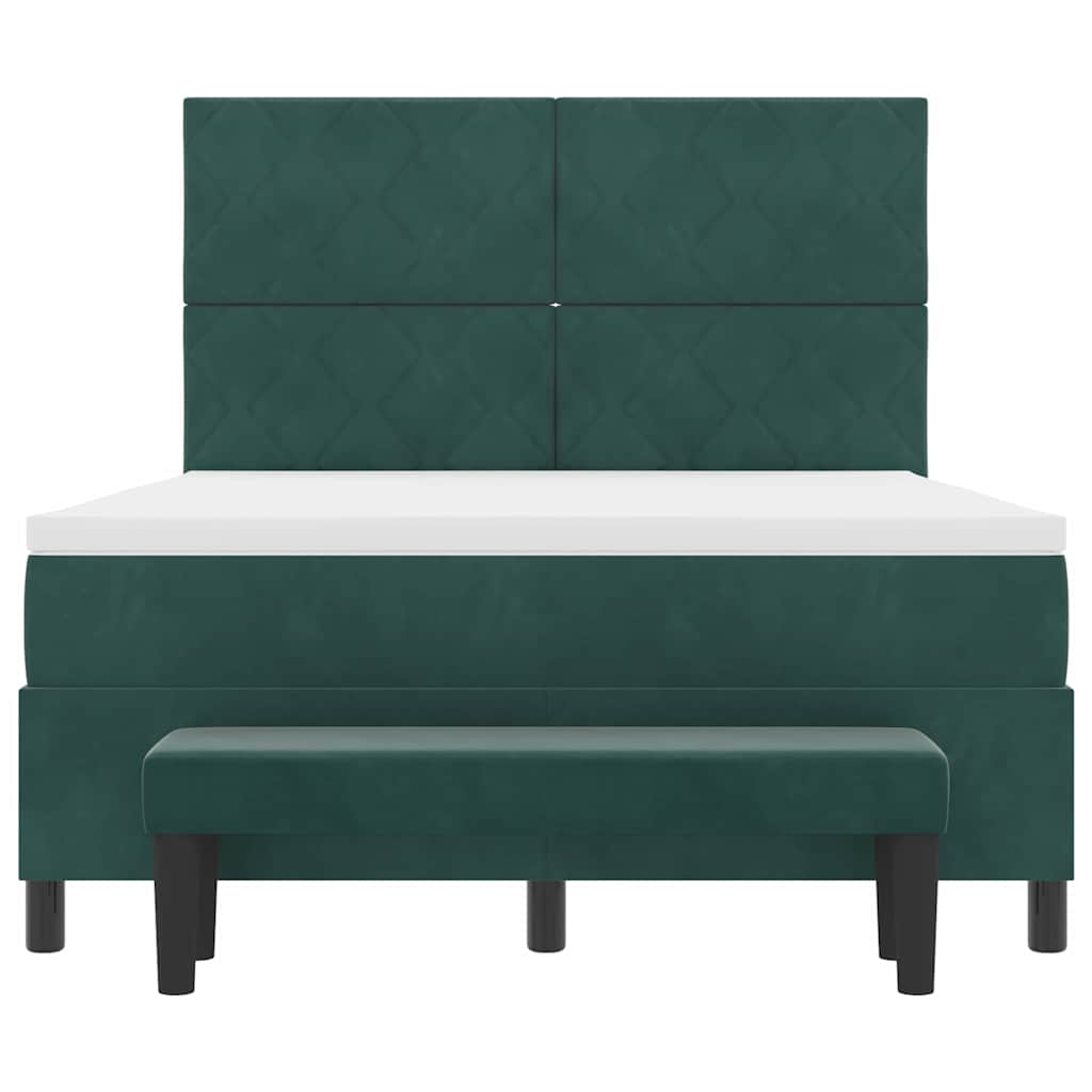 Lit à ressorts avec tête de lit Vert foncé 200 x 140 cm Velours - XIOS